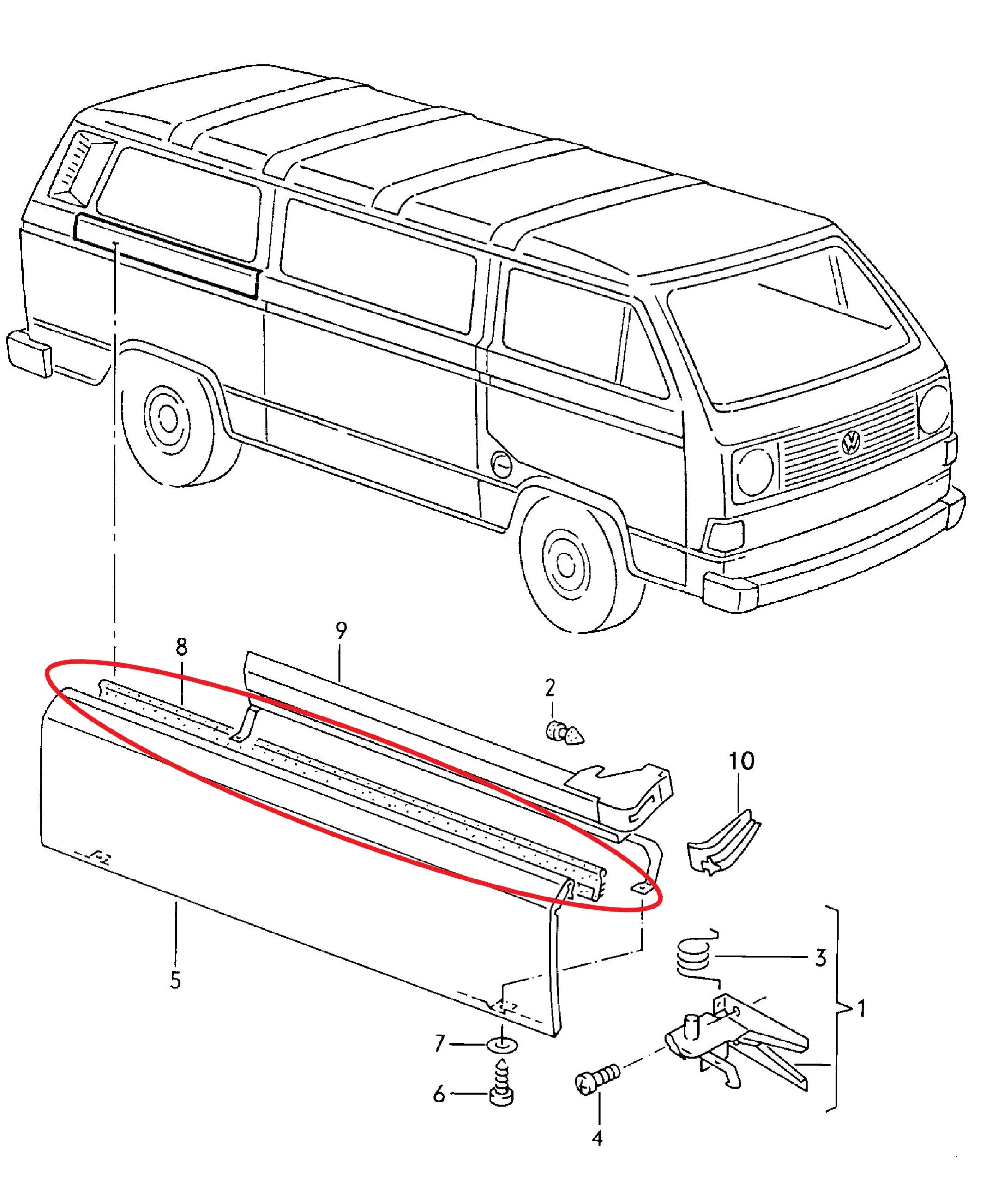 Sliding Door Rail Cover Piping T3 Dr. Björn's Auto