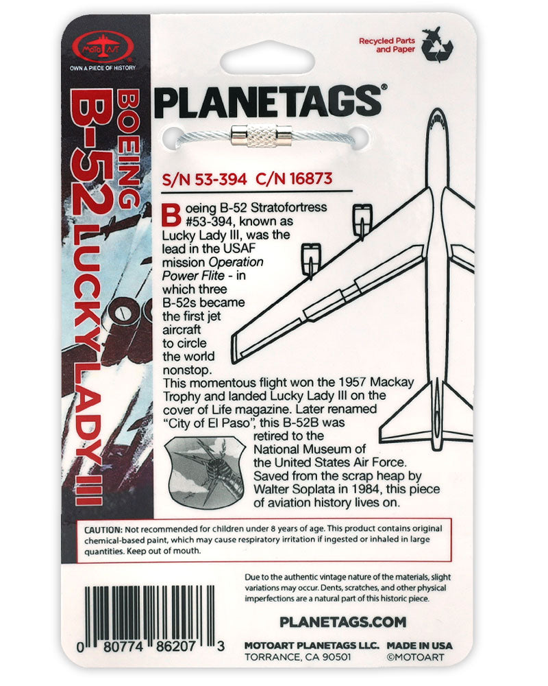 Custom Boeing B 52 Lucky Lady Iii Planetag Tail 53 394 Motoart Planetags