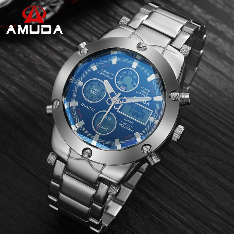 stainless digital watch
