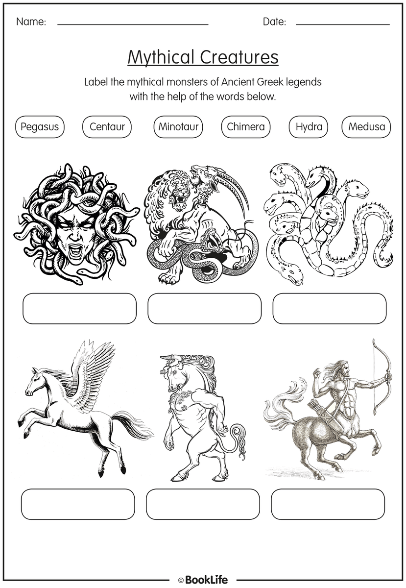 Free Activity Sheet Ancient Greece Mythical Creatures BookLife