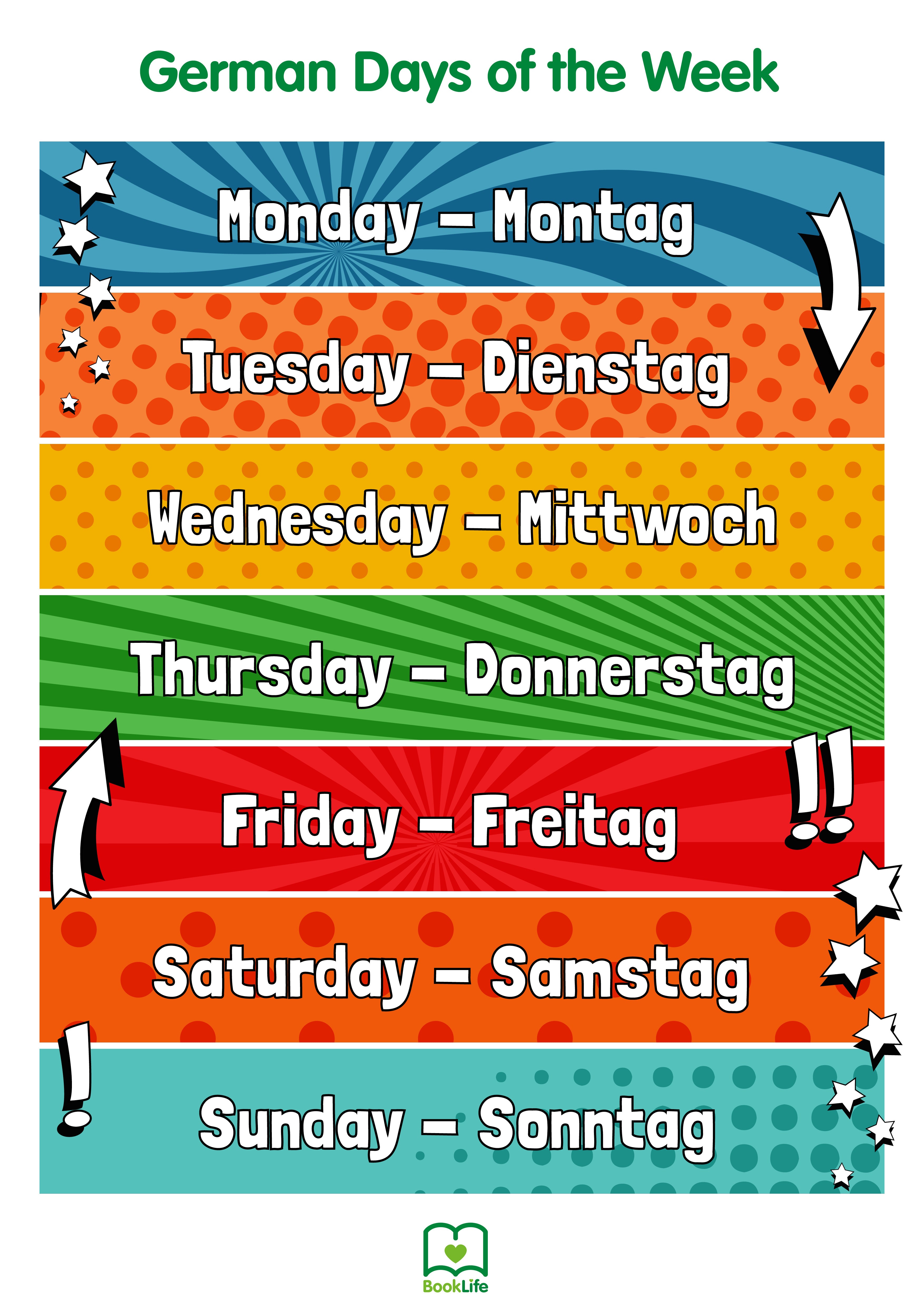 Free German Days Of The Week Poster Booklife