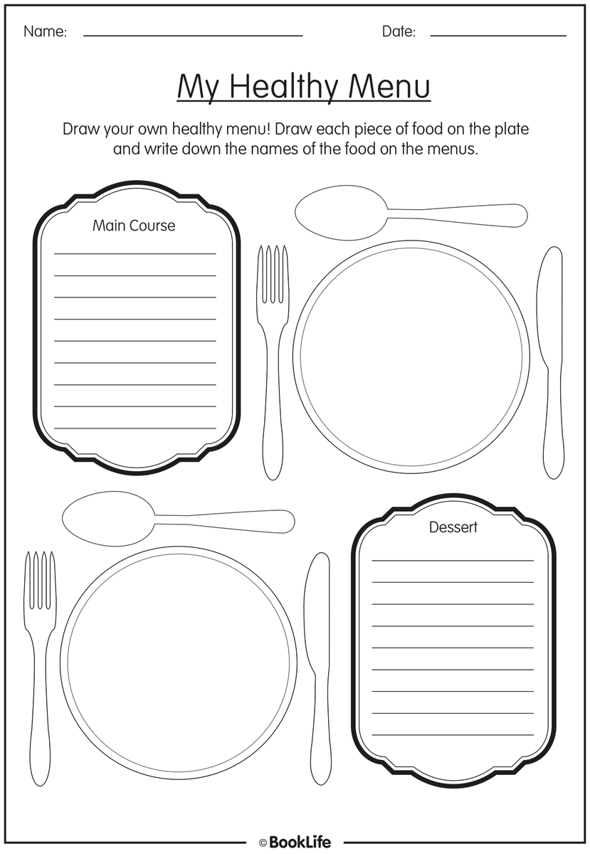 My Healthy Menu Activity Sheet – BookLife