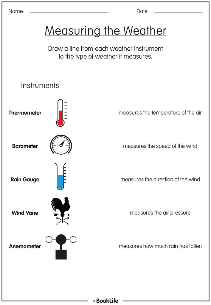 tools to measure weather worksheets free printables