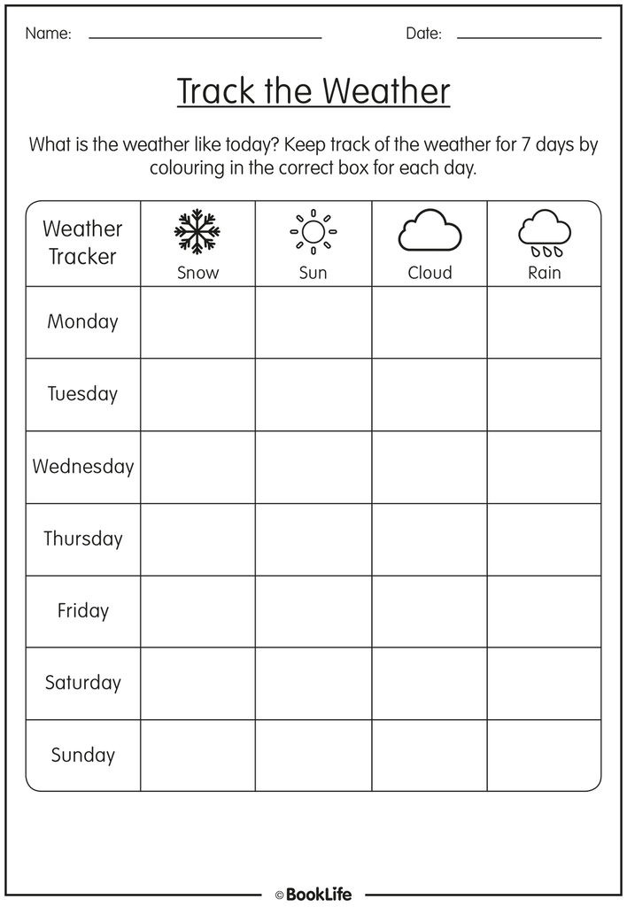 Free Weather Activity Sheet – BookLife