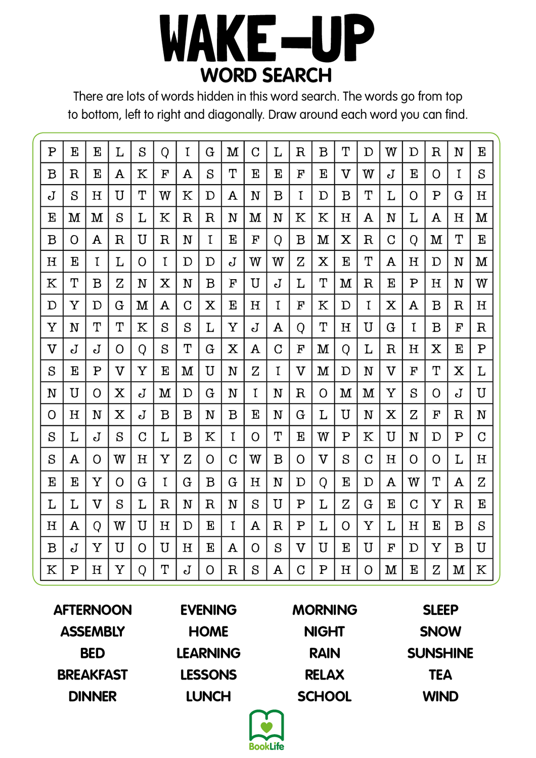 Free Wake-Up Word Search – BookLife