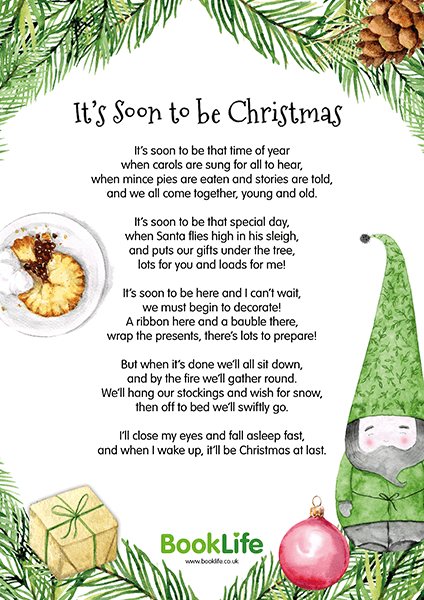 'It's Soon to be Christmas' Poem Poster - BookLife