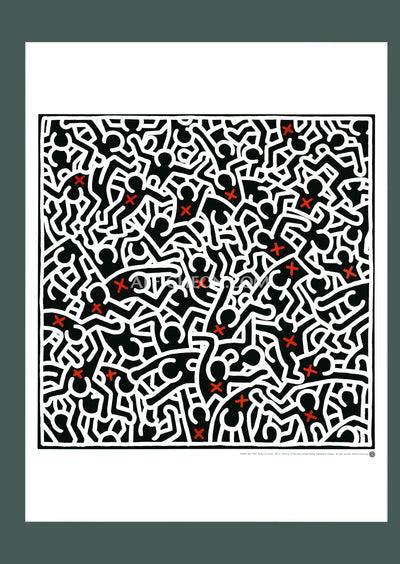 Keith Haring 'Figures with Red Heart' 1988 Vintage Original Poster Print –  Afficheon