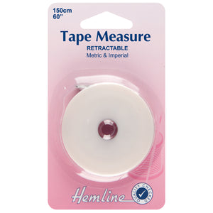 Hemline Knitting Yarn Ball Retractable Tape Measure - 150cm/60