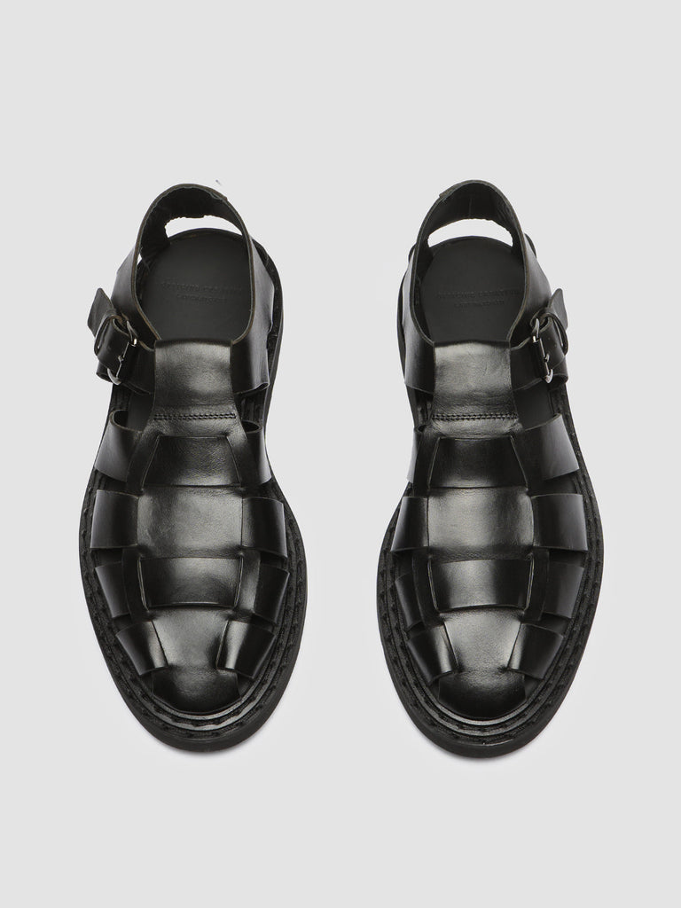 Mens Black Leather Sandals: AGORA' 002 – Officine Creative USA