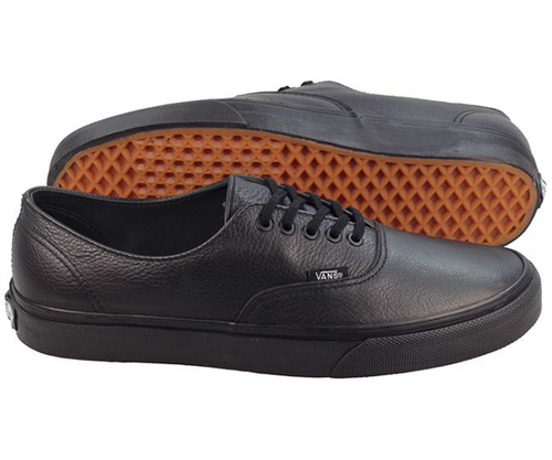 vans black leather school shoes