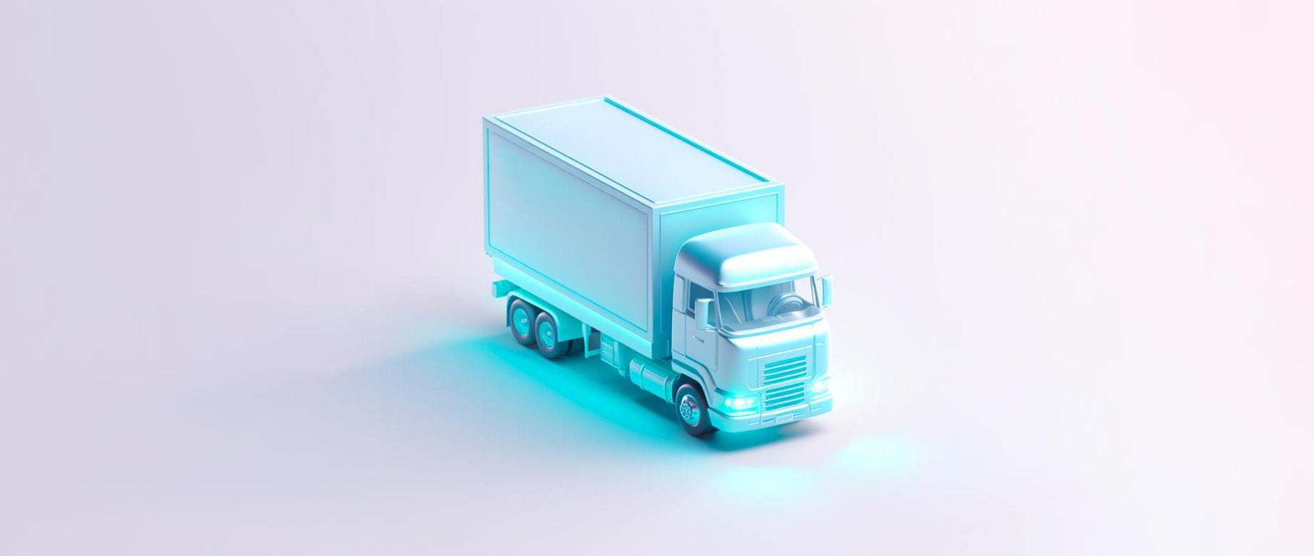 Un camion illustrato con luci che brillano per rappresentare il concetto di evasione ordini.