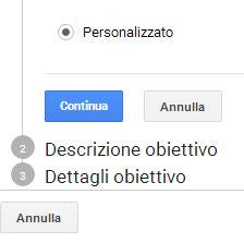 Analisi impostazioni obiettivo personalizzato