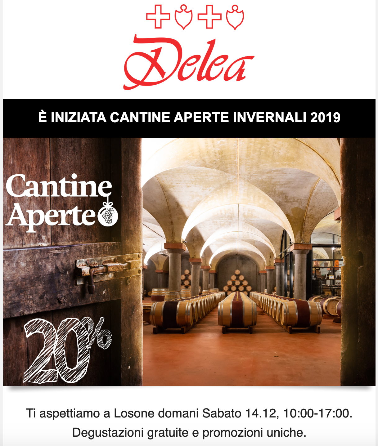 Sconti iniziativa Cantine Aperte - email marketing