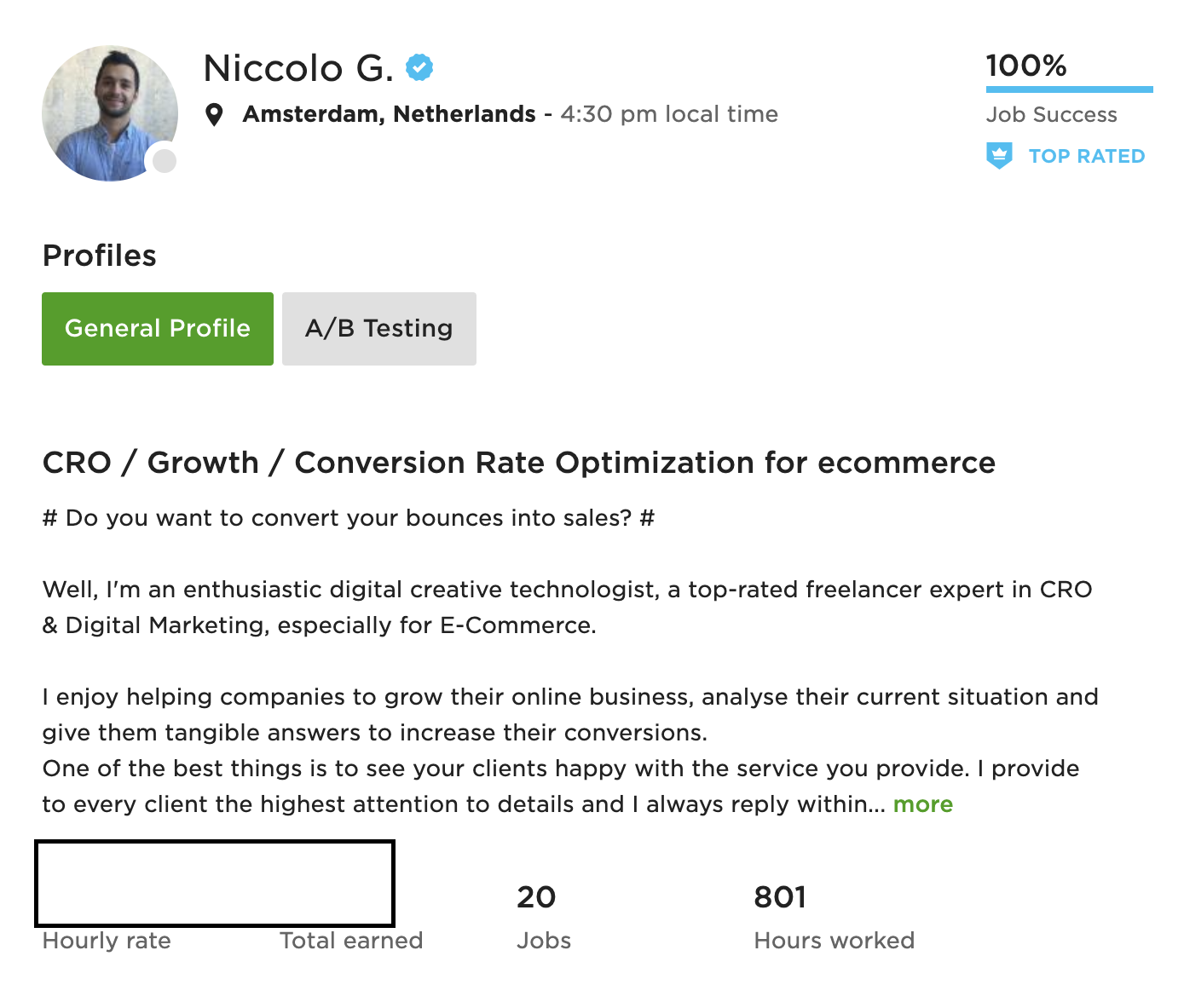 Niccolò Gloazzo Profilo Upwork Growth