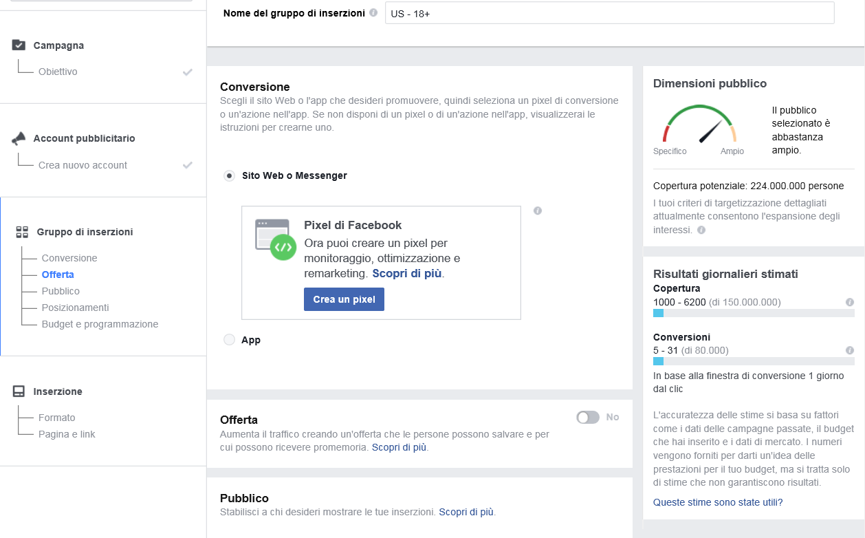 Facebook Ads Creare un pixel