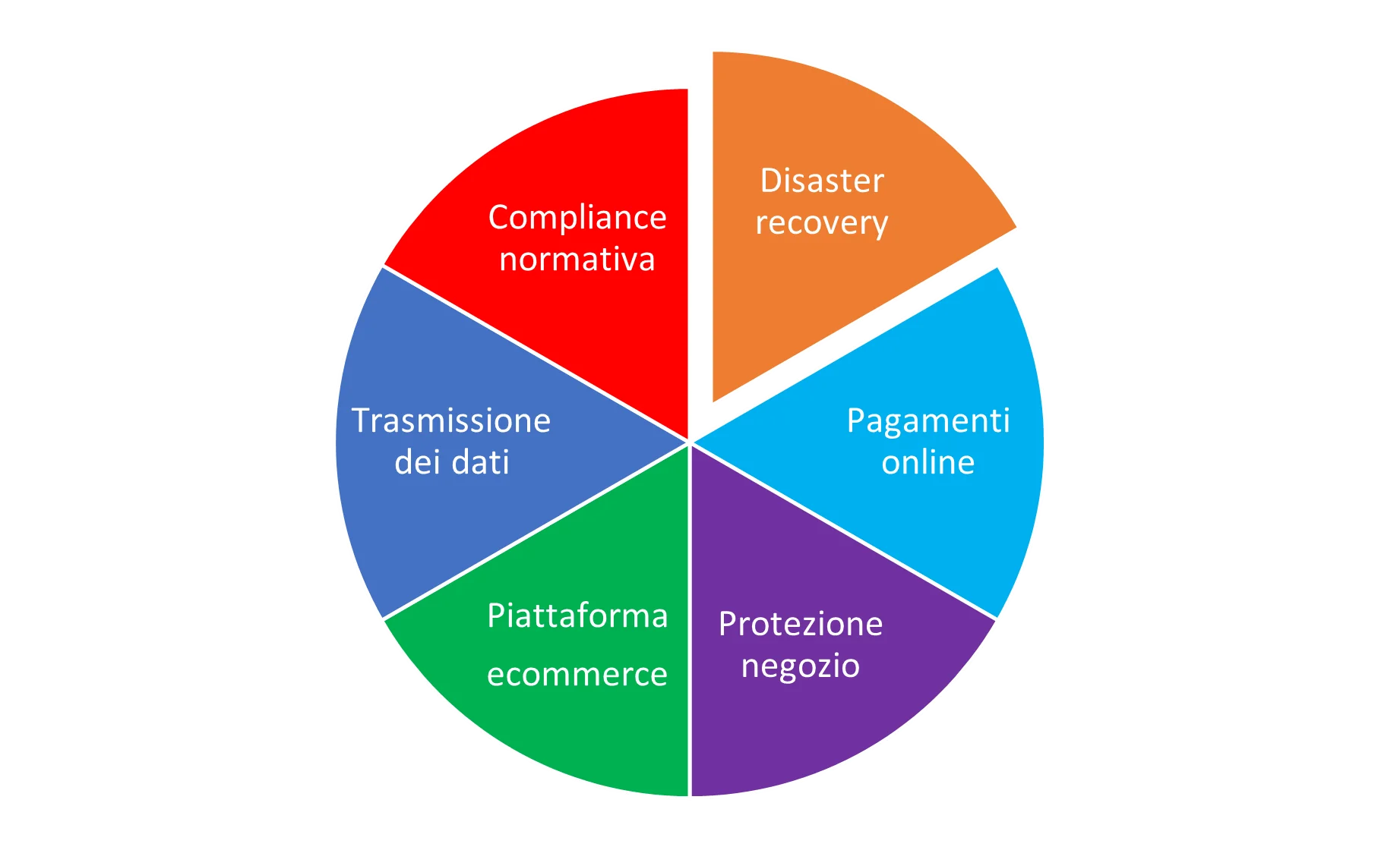 Grafico a torta con i principali aspetti della cybersecurity per ecommerce