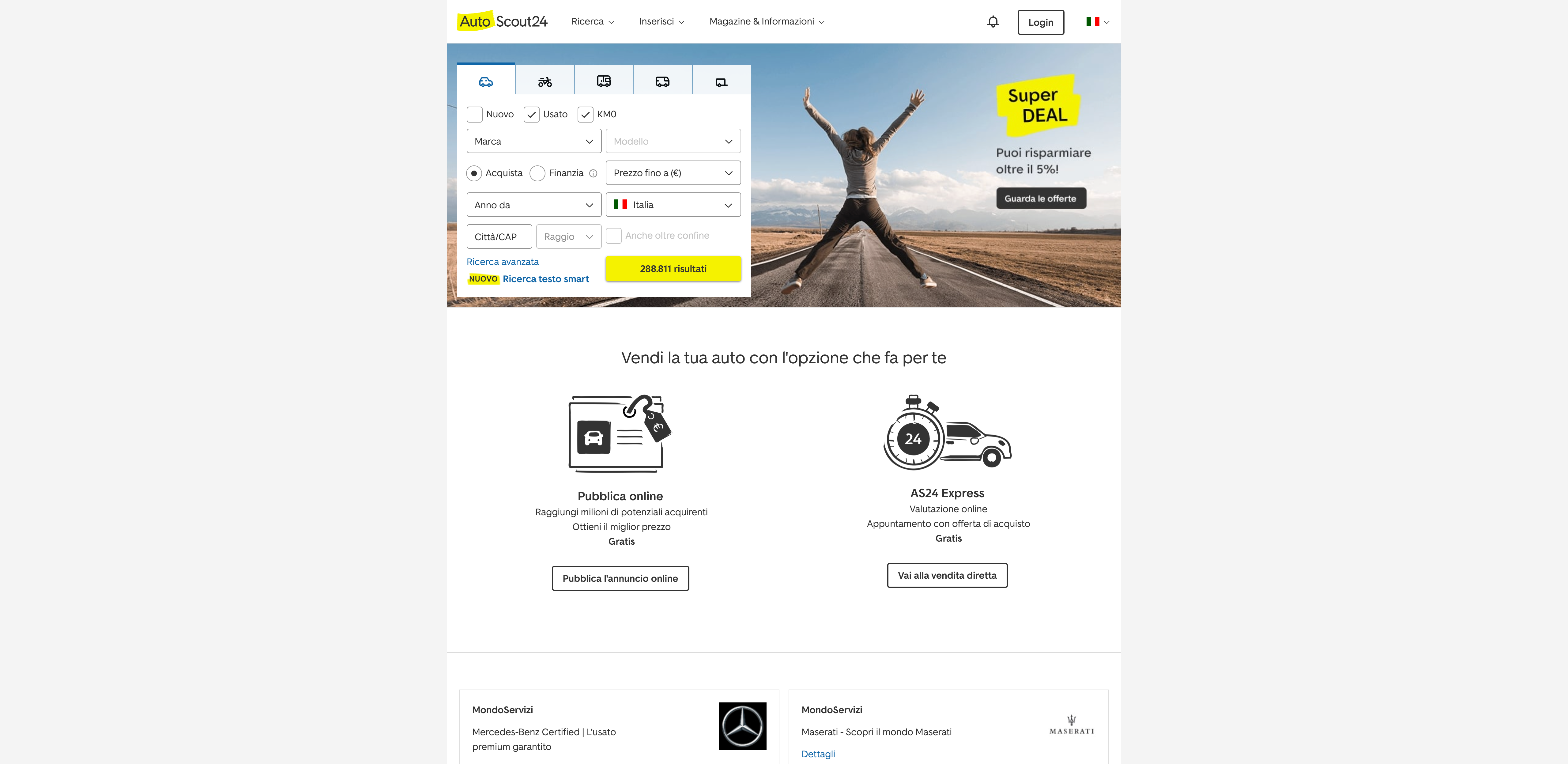 Siti web per la vendita online: AutoScout24