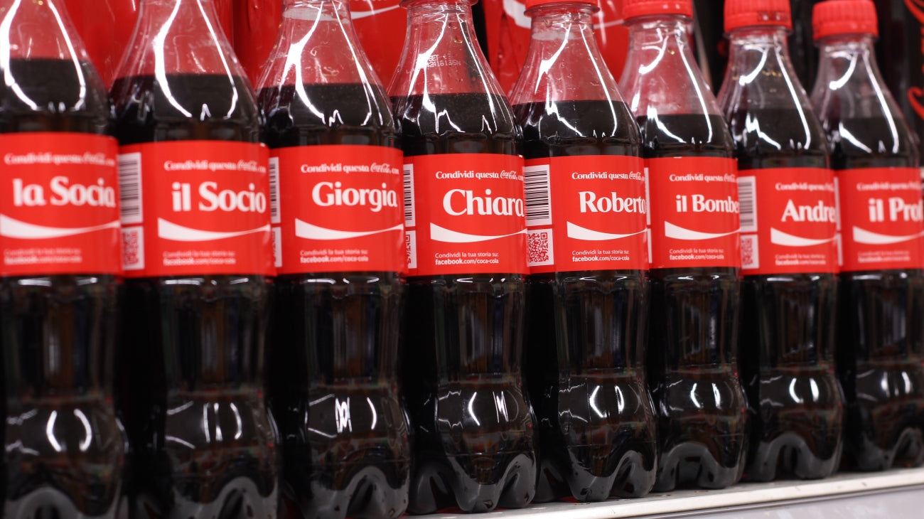 Bottiglie Coca-Cola con nomi personalizzati