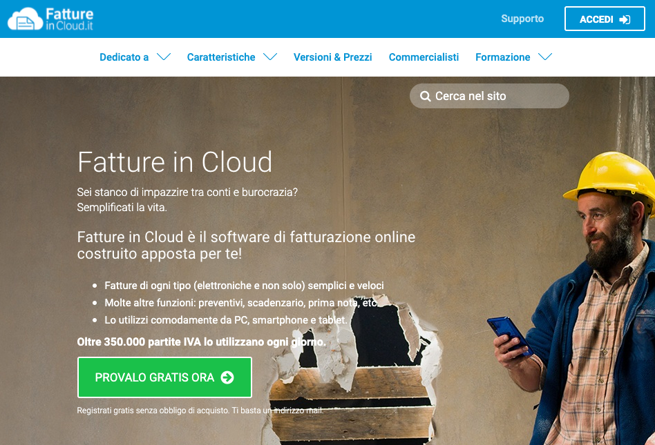 Fatture in Cloud: software fattura elettronica a pagamento