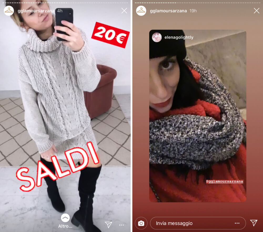 sconti e offerte nelle storie instagram di gglamour sarzana