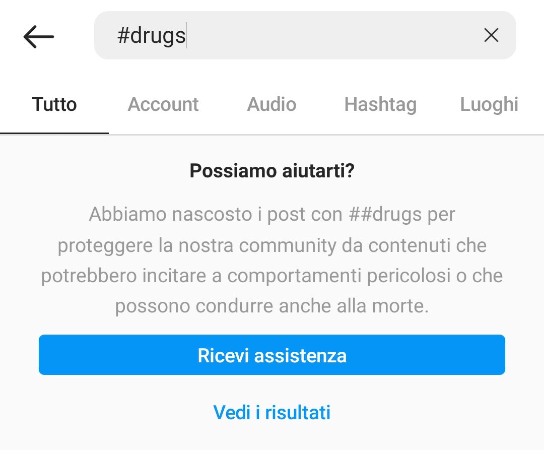 hashtag vietati su Instagram