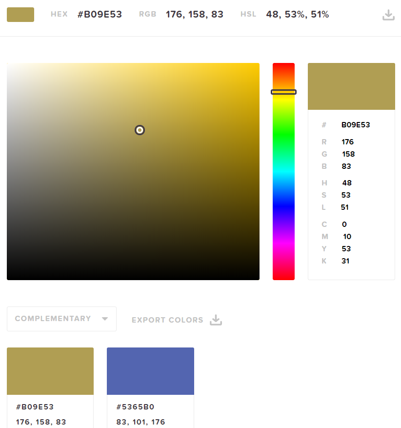 Color Picker di HTML Color Codes