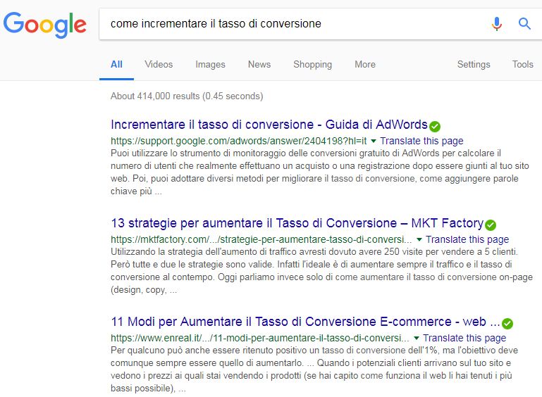 esempio keyword informative guida SEO per ecommerce principianti