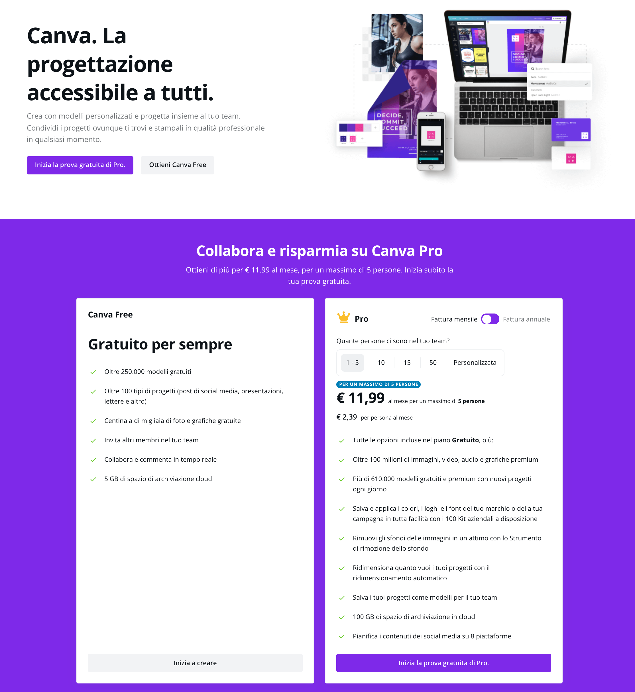 Landing page di Canva