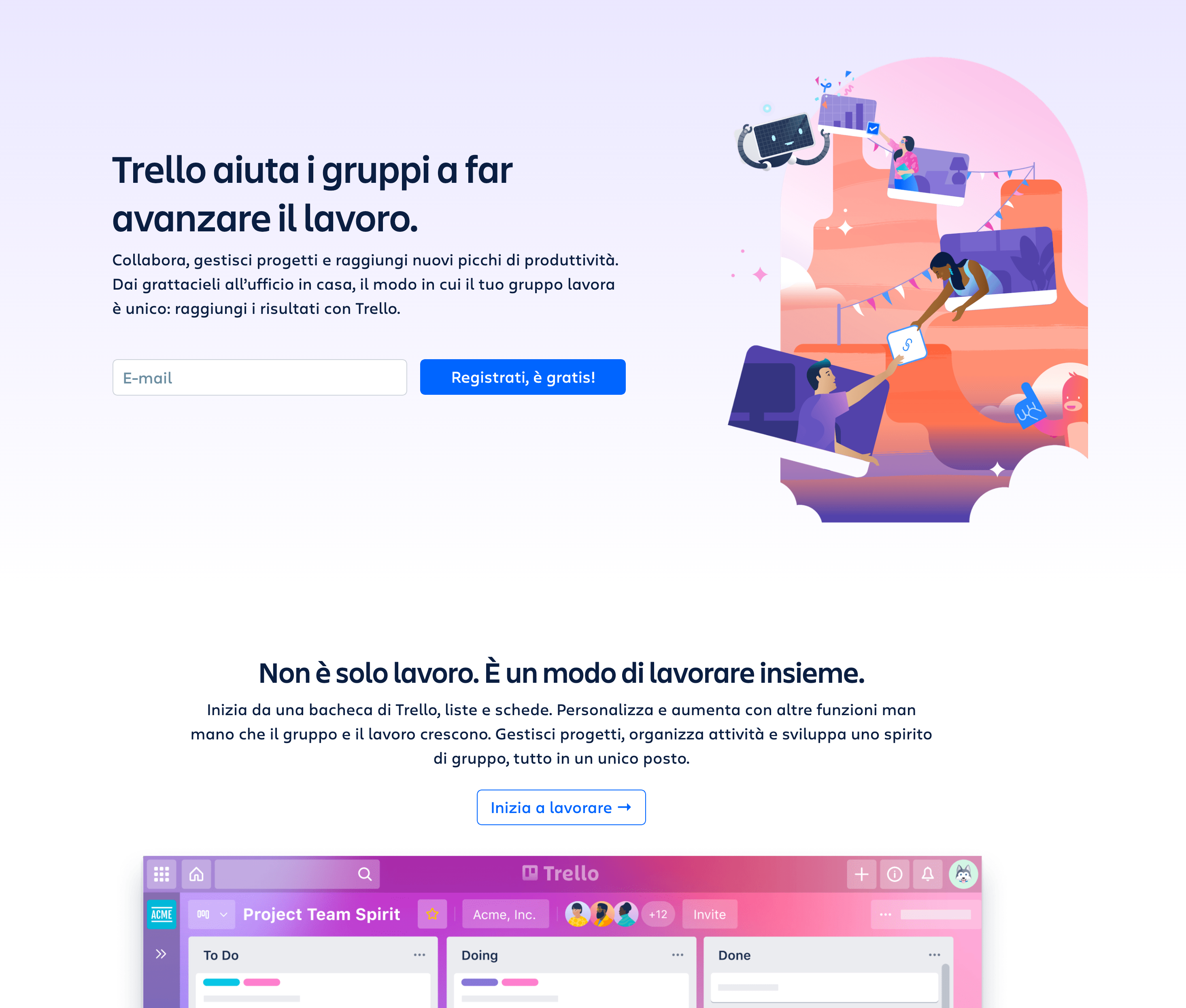 Landing page di Trello