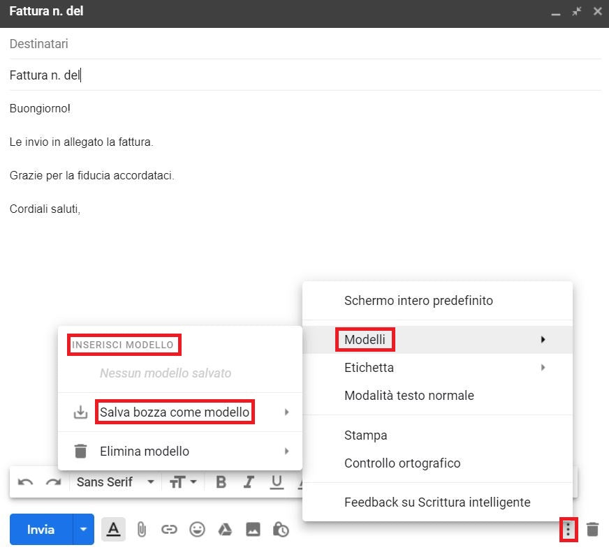 Salvare e inserire Modelli Gmail