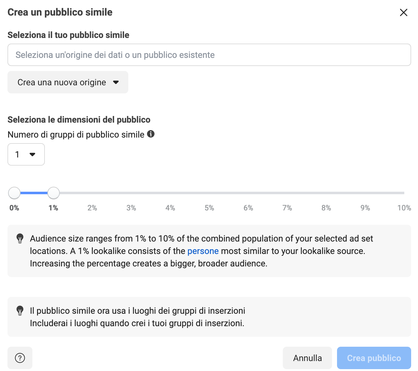 Pubblico simile Facebook Ads