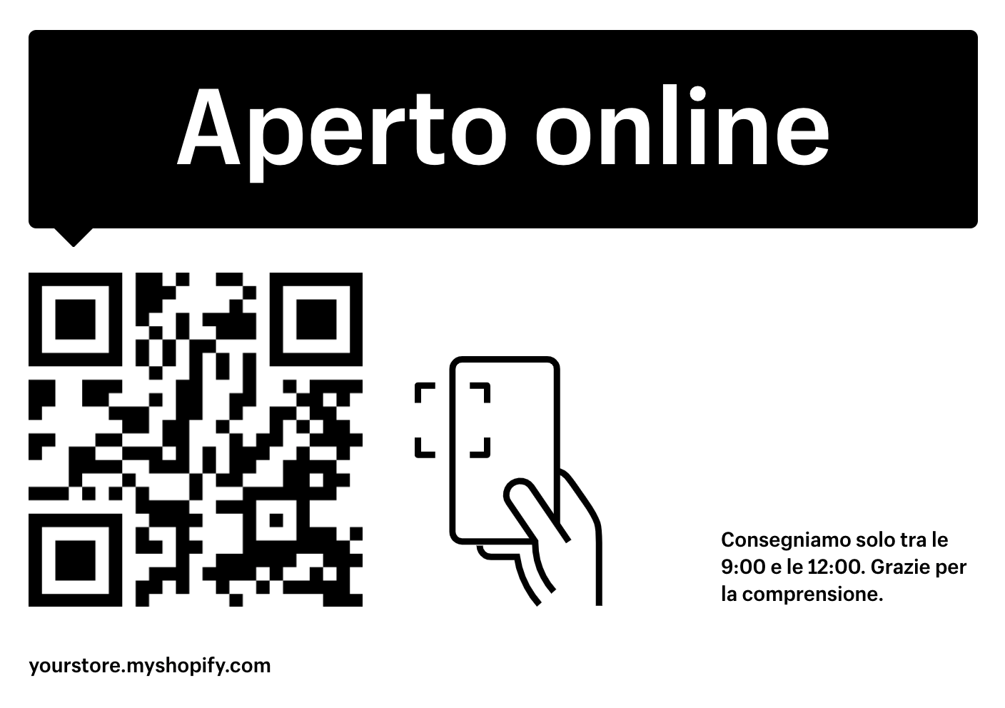 Insegna vetrina per negozio fisico con QR Code