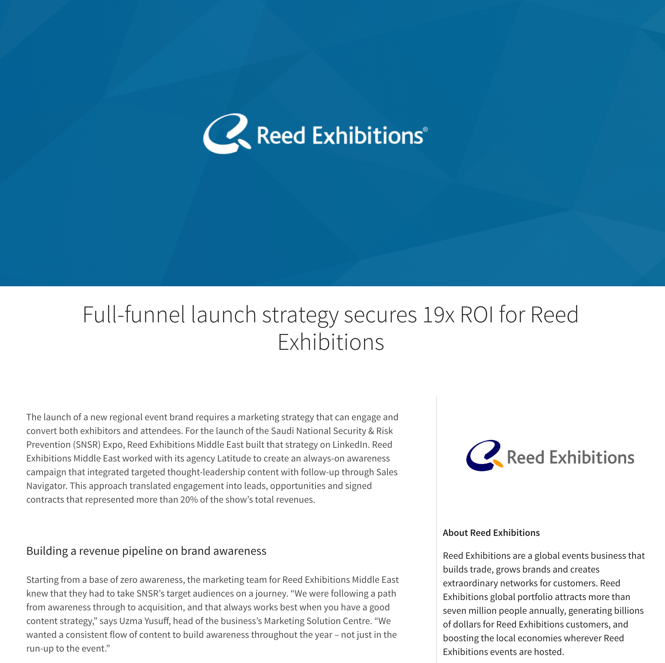 Esempi lead generation di successo - Reed Exhibitions