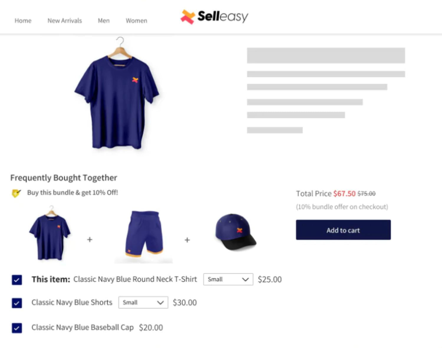 Esempio dell'app Selleasy che fa upselling su una pagina di prodotto