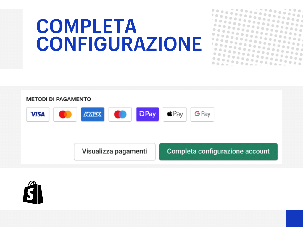 Shopify Payments - Completa configurazione 