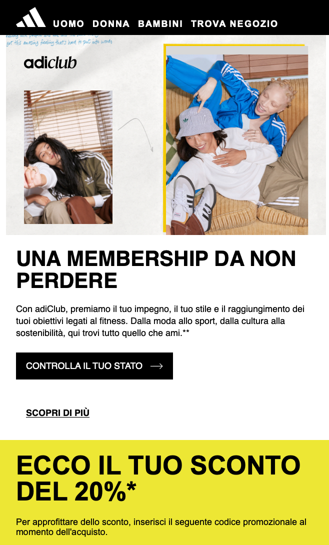 welcome email adidas