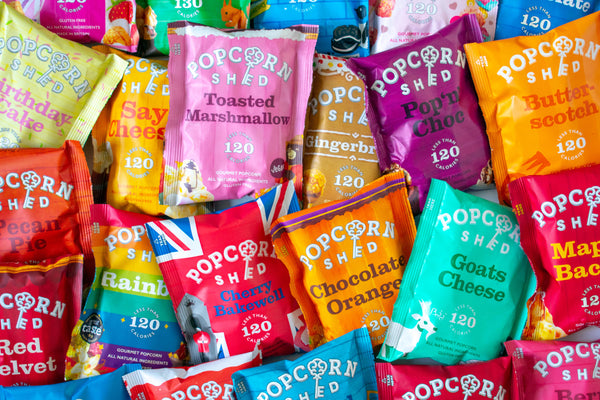 Popcorn Shed's selection of convenient portion sized snacks in over 25 flavours