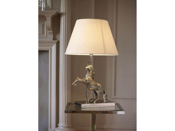 Tapered Lamp Shade On Horse Sculpture Lamp Base