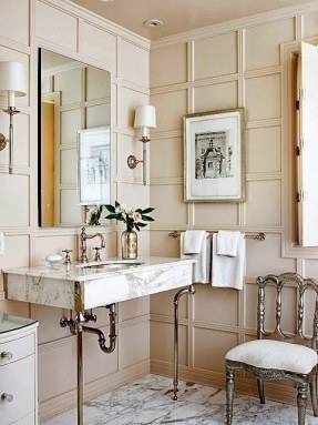 Designer Bathroom With Chair & Ornate Sink