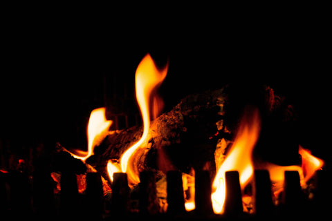 Romantic Burning Fire In Fireplace