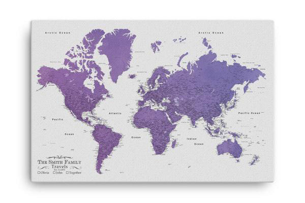 Watercolor World Map For Wall To Pin