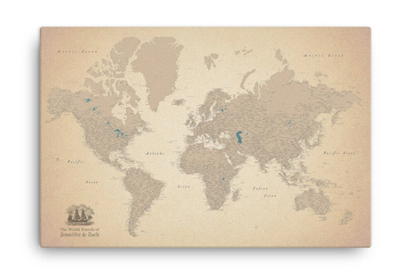 Vintage Old World Map For Wall To Pin