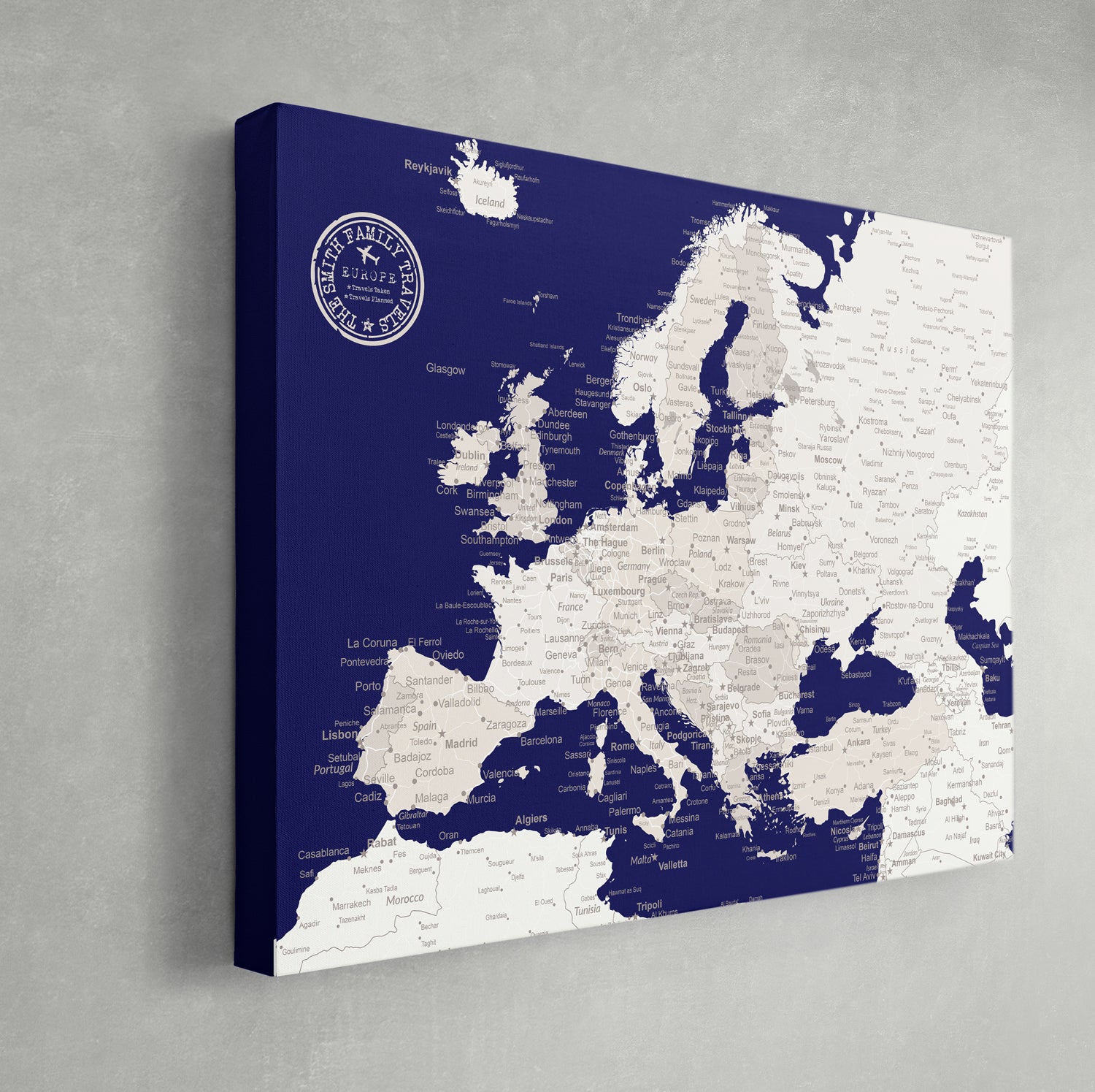 Europe Push Pin Map - Topographic - With 1,000 Pins – Modern Map Art