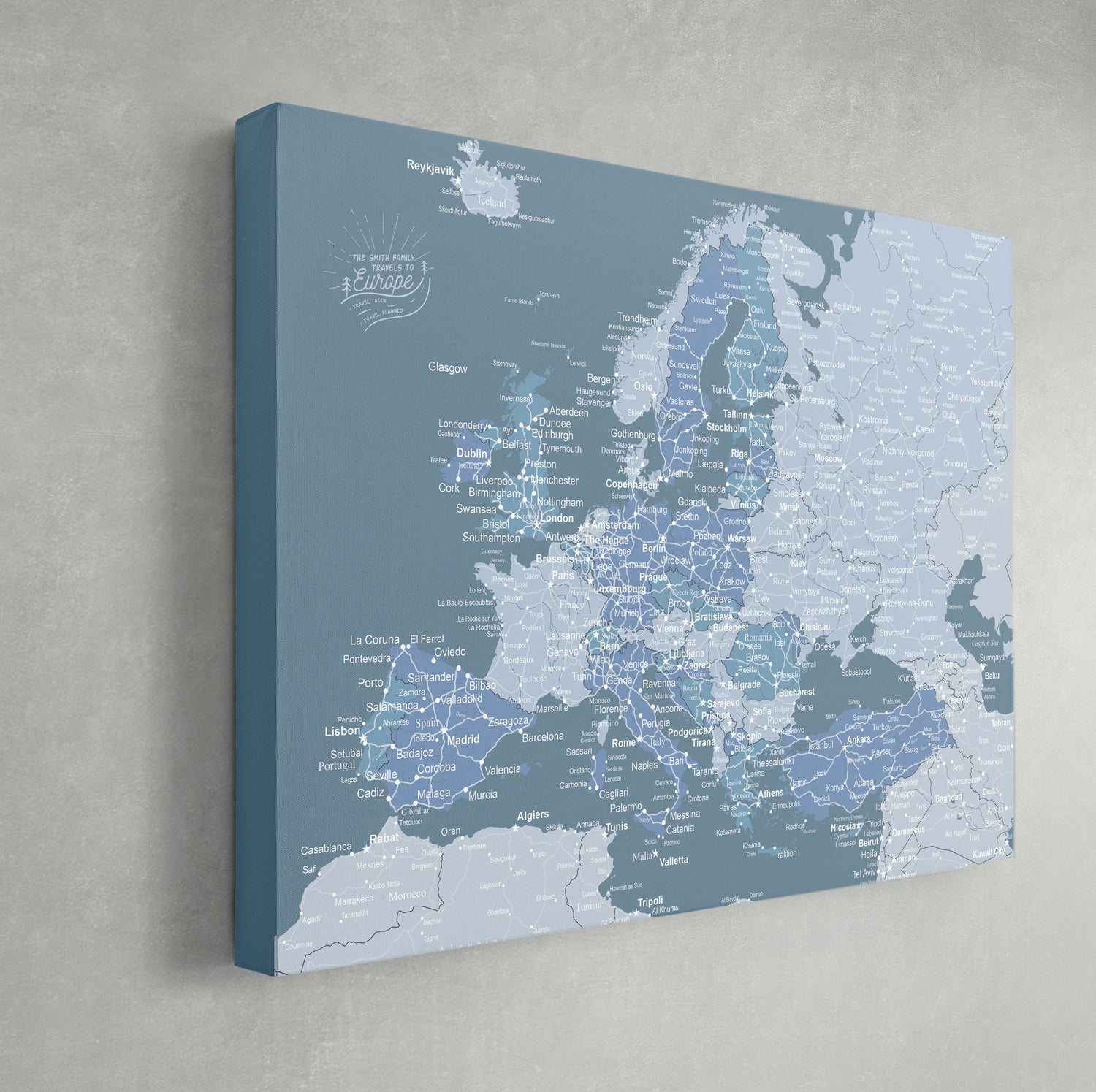 Europe Push Pin Map - Topographic - With 1,000 Pins – Modern Map Art