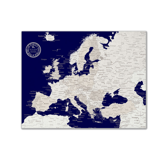 Personalized World Map Pinboard - Elegant Custom Blue Design 