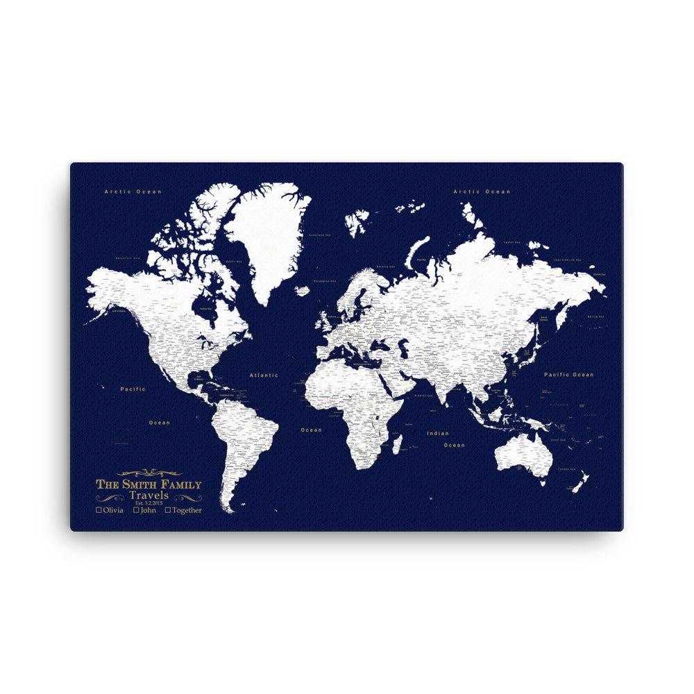 Personalised Around The World Framed Map Pinboard Bespoke Art Framing