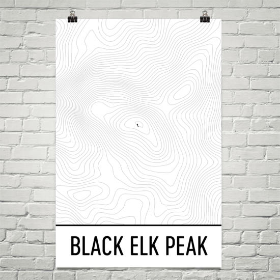 Black Elk Peak Topographic Map Art – Modern Map Art