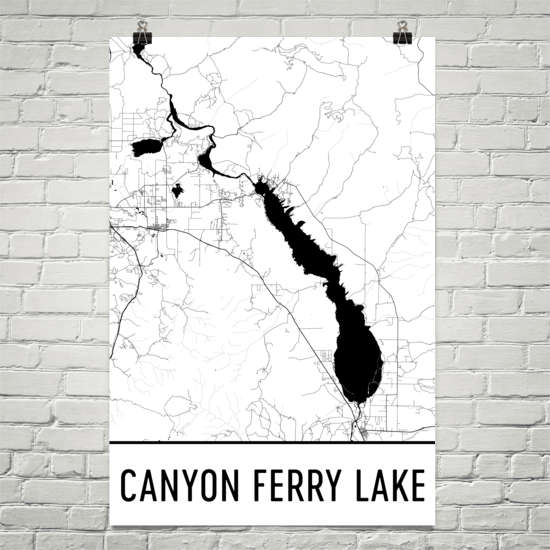 Canyon Ferry Lake MT Art and Maps – Modern Map Art
