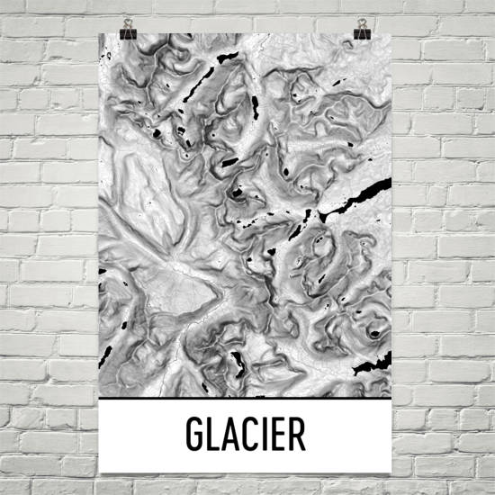 Glacier National Park Topographic Map Glacier National Park Topographic Map Art – Modern Map Art