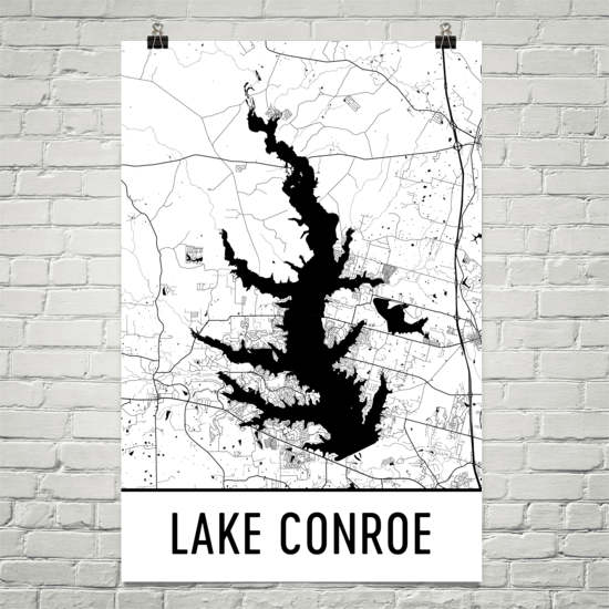 Lake Conroe Tx Art And Maps Modern Map Art 7748